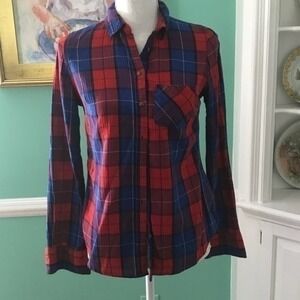 Merona Plaid Long Sleeve Flannel Shirt Size XS